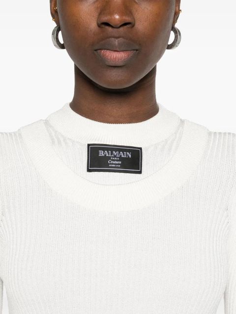 Balmain ribbed mini dress - White