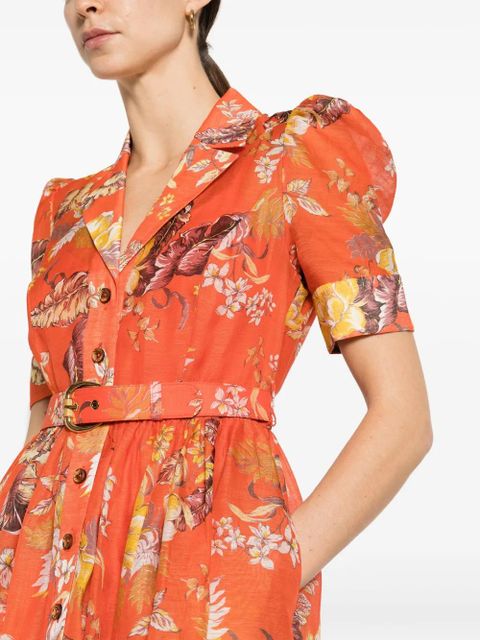 ZIMMERMANN Matchmaker floral-print midi shirtdress - Orange
