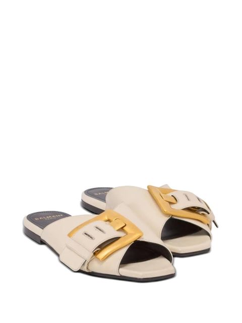 Balmain Anthem flat leather sandals - Neutrals - zdjęcie produktu nr 2