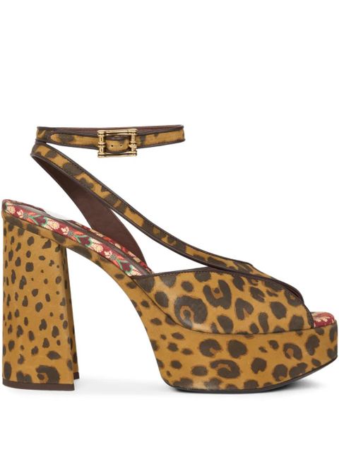 ETRO 100mm platform animal-print sandals - Brown - zdjęcie produktu nr 1