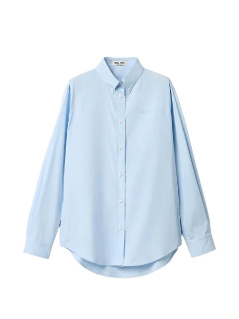 Miu Miu button-down embroidered poplin shirt - Blue - zdjęcie produktu nr 1