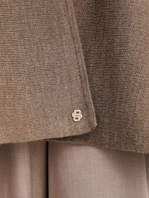 BOSS poncho z dodatkiem wełny kolor brązowy lekkie 50551146