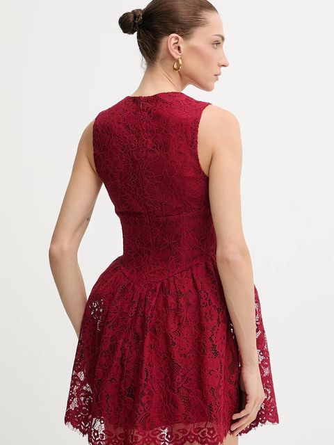 Bardot sukienka kolor bordowy mini rozkloszowana 60091DB