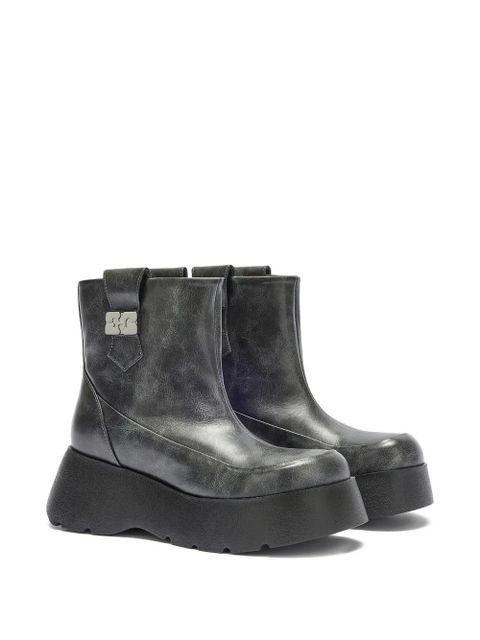 GANNI Kat pull-tab platform boots - Grey