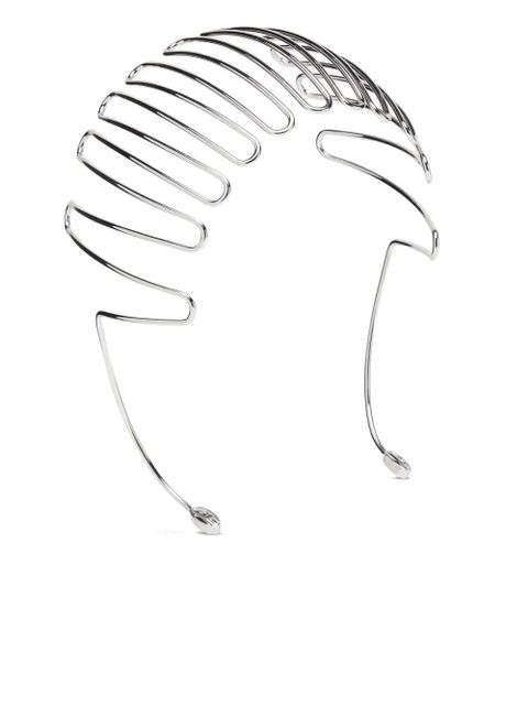 Diesel Volt-D curved-line metal headband - Silver