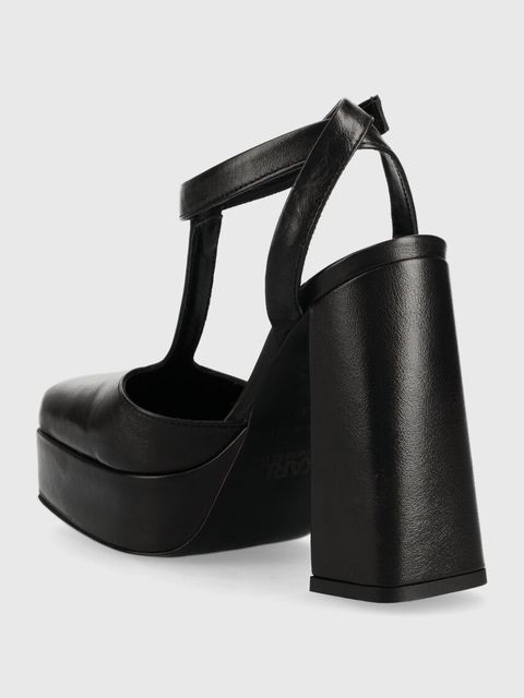 Karl Lagerfeld Jeans czółenka skórzane SOIREE PLATFORM KLJ kolor czarny na słupku z odkrytą piętą KLJ93111