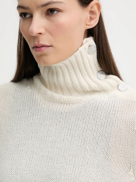 ZADIG&VOLTAIRE sweter kaszmirowy damski kolor beżowy z golfem KWSW02923