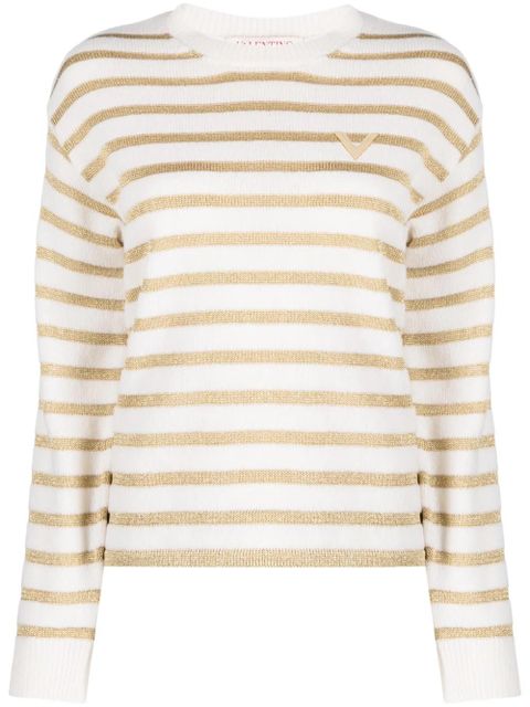 Valentino Garavani striped logo-plaque jumper - Neutrals - zdjęcie produktu nr 1