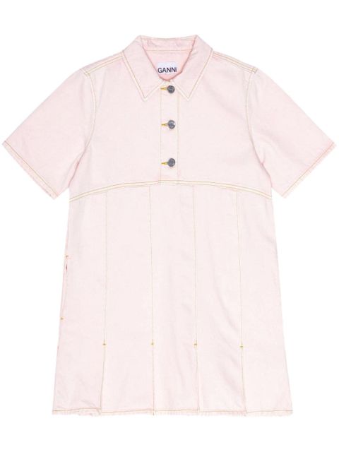 GANNI pleat-hem denim mini dress - Pink - zdjęcie produktu nr 1