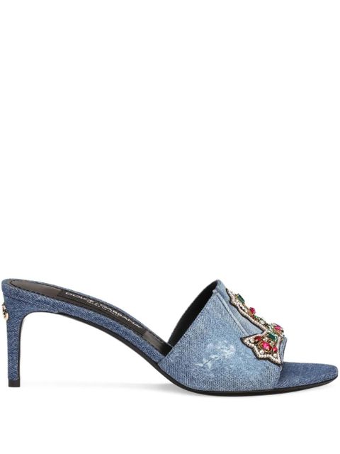 Dolce & Gabbana 60mm embroidered denim mules - Blue - zdjęcie produktu nr 1