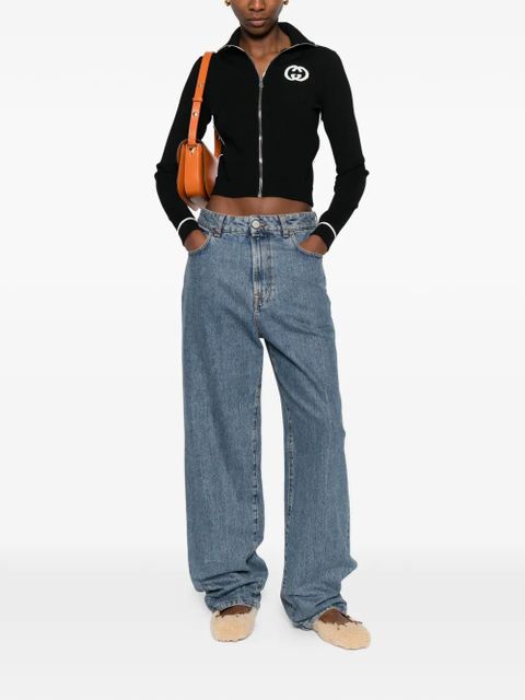 Gucci logo-intarsia zip cardigan - Black - zdjęcie produktu nr 2