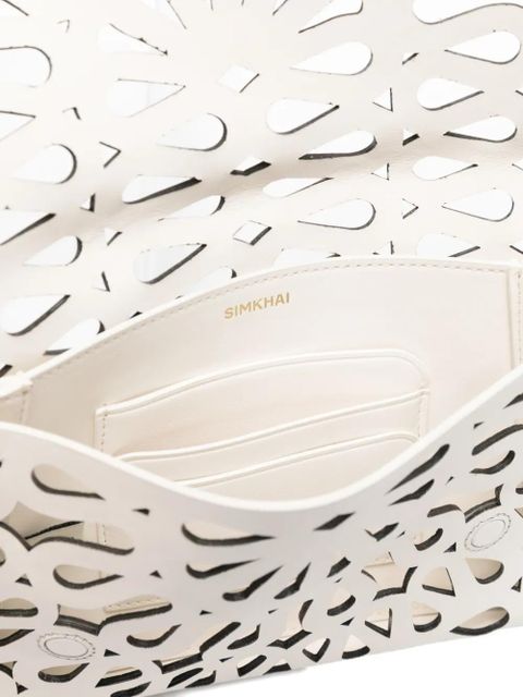 Simkhai laser-cut leather clutch - White