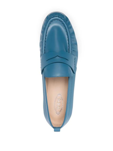 Tod's flat leather loafers - Blue