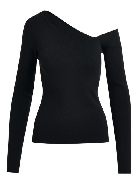 Essentiel Antwerp Imeric asymmetric ribbed sweater - Black - zdjęcie produktu nr 1