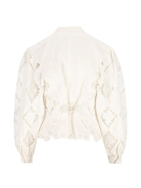 ISABEL MARANT Nina ruffled V-neck blouse - Neutrals - zdjęcie produktu nr 2
