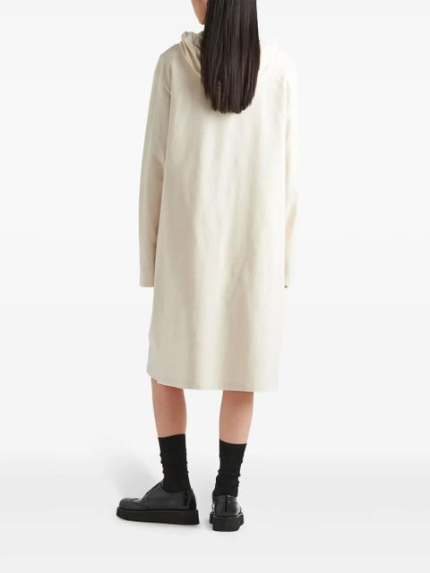 Prada triangle-logo fleece hoodie dress - Neutrals