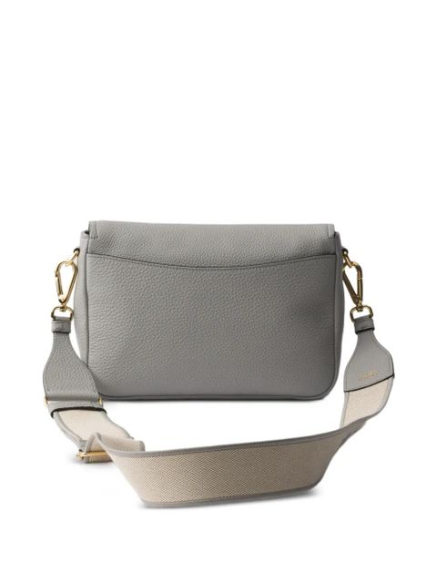 Prada logo-plaque flap leather shoulder bag - Grey - zdjęcie produktu nr 2