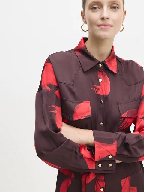 Answear.LAB sukienka kolor czerwony maxi rozkloszowana