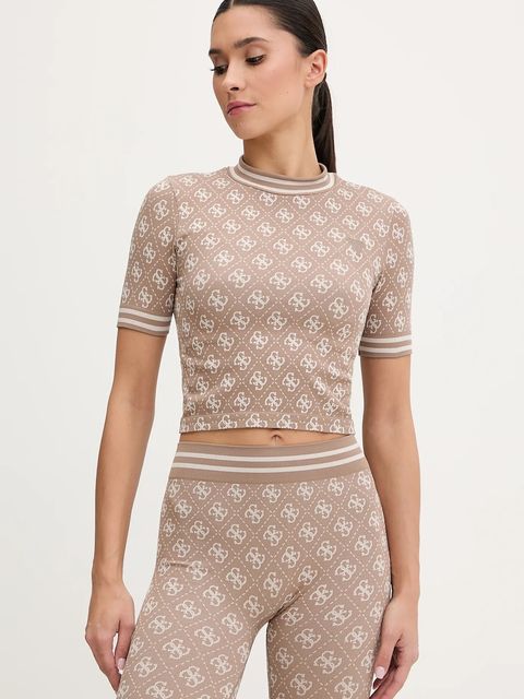 Guess t-shirt RHOMBUS damski kolor beżowy V5BP07 K2000 - zdjęcie produktu nr 1