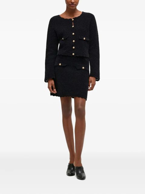 GANNI button textured mini skirt - Black - zdjęcie produktu nr 2