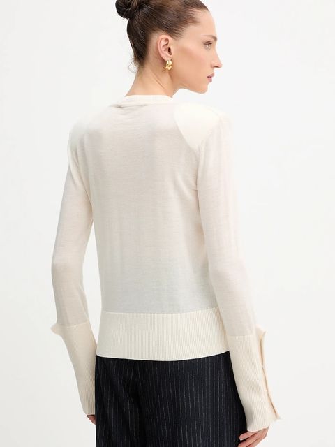 Simona Corsellini kardigan wełniany damski kolor beżowy lekki A25CPCRE0201