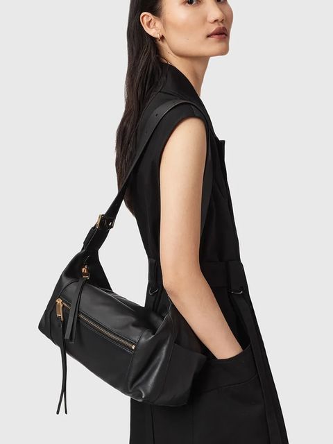 AllSaints torebka skórzana VEGA kolor czarny W195XD