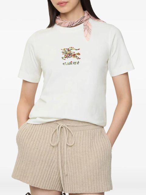 Burberry floral-embroidered T-shirt - White - zdjęcie produktu nr 2