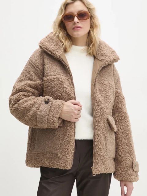 Answear.LAB kurtka damska kolor beżowy przejściowa oversize