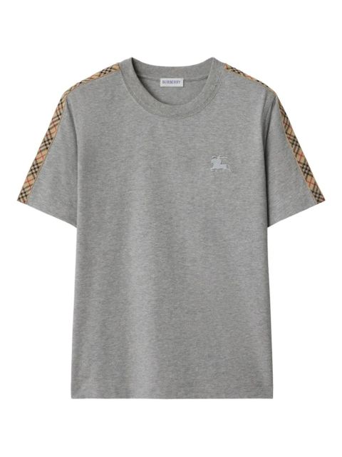 Burberry check-trimmed cotton T-shirt - Grey - zdjęcie produktu nr 1