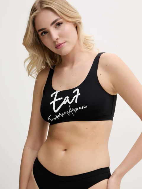 EA7 Emporio Armani dwuczęściowy strój kąpielowy kolor czarny miękka miseczka AF12210.7W000287