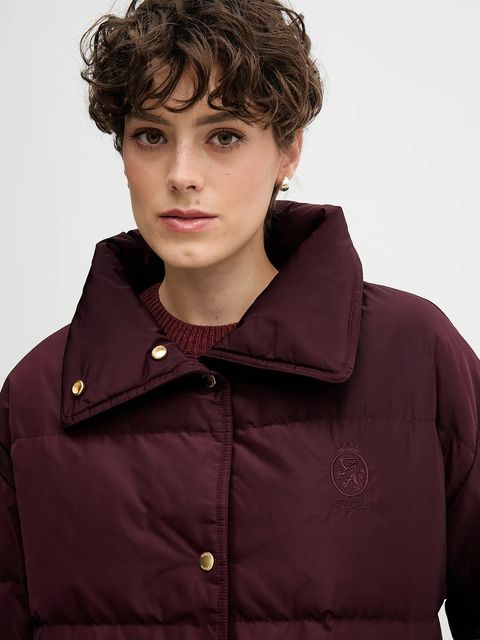 Tommy Hilfiger kurtka puchowa kolor bordowy zimowa oversize WW0WW47294