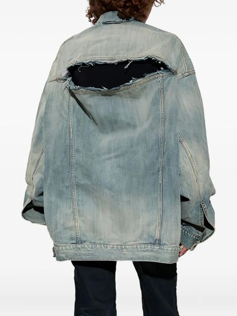 Balenciaga distressed detail denim jacket - Blue