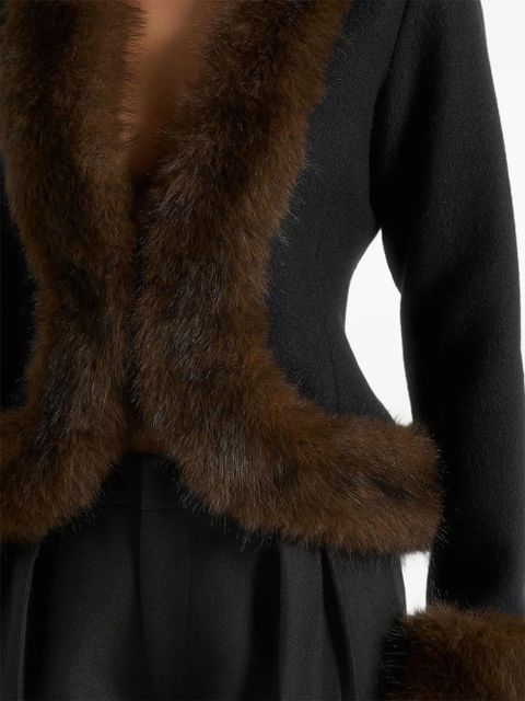 Manière De Voir Lina faux fur-trim jacket - Black
