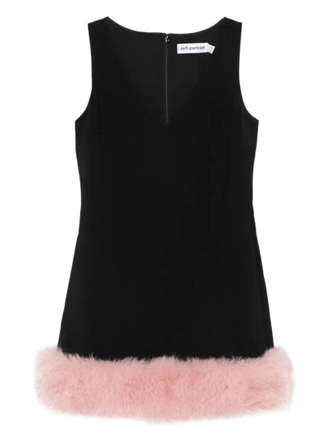 Self-Portrait fur-trimmed sleeveless dress - Black - zdjęcie produktu nr 1
