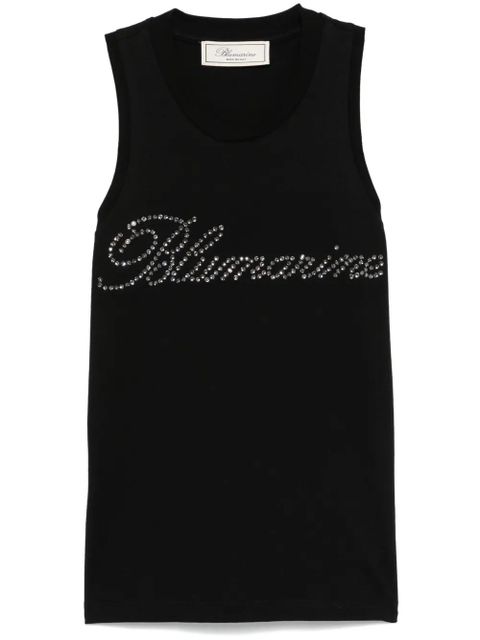 Blumarine rhinestone-logo tank top - Black - zdjęcie produktu nr 1