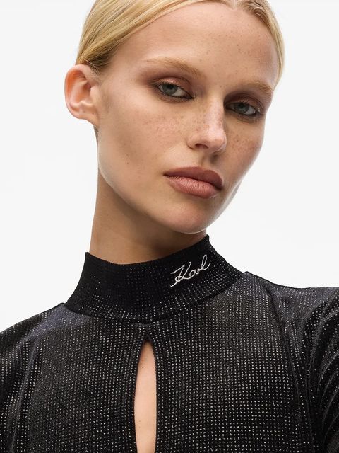 Karl Lagerfeld sukienka kolor czarny midi dopasowana A4W13016