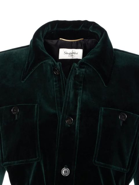 Saint Laurent belted velvet jacket - Green