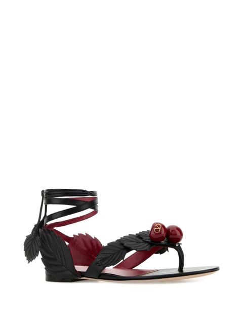Valentino Garavani Cherryfic leaf leather sandals - Black - zdjęcie produktu nr 2