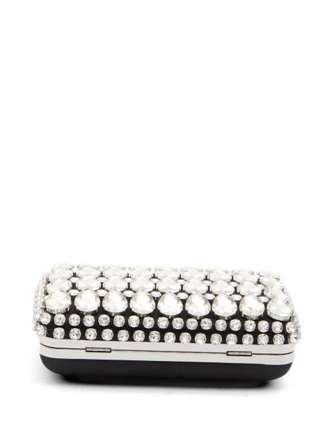 Self-Portrait crystal-embellishment clutch bag - Black