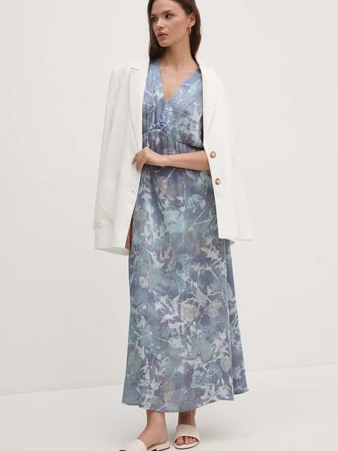 Sandro Ferrone sukienka kolor niebieski maxi rozkloszowana SFS32XBDMORISIA