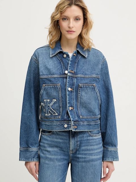 Calvin Klein Jeans kurtka jeansowa kolor niebieski przejściowa oversize LV047E906G - zdjęcie produktu nr 1