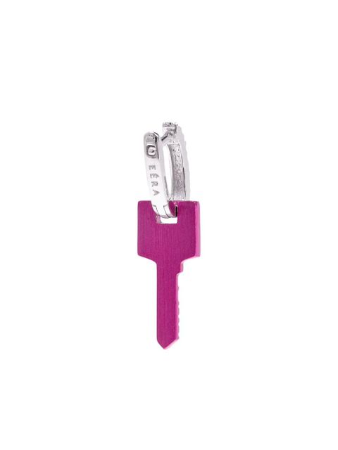 EÉRA 18K white gold small Key diamond earring - Pink - zdjęcie produktu nr 2