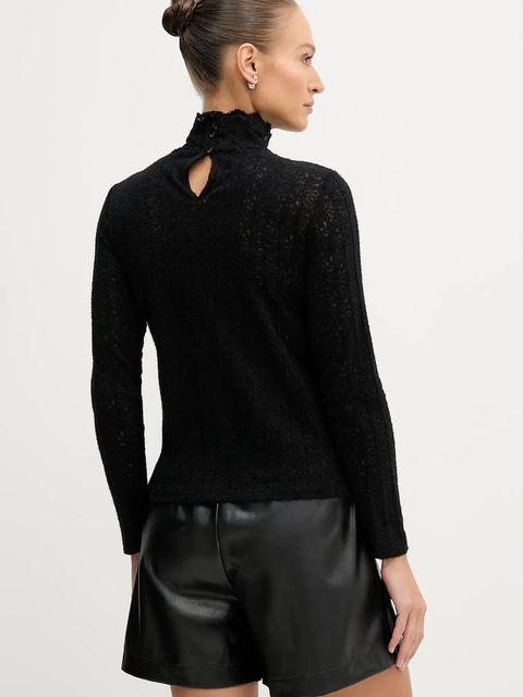 United Colors of Benetton sweter damski kolor czarny lekki z półgolfem 5W77DQ0AT