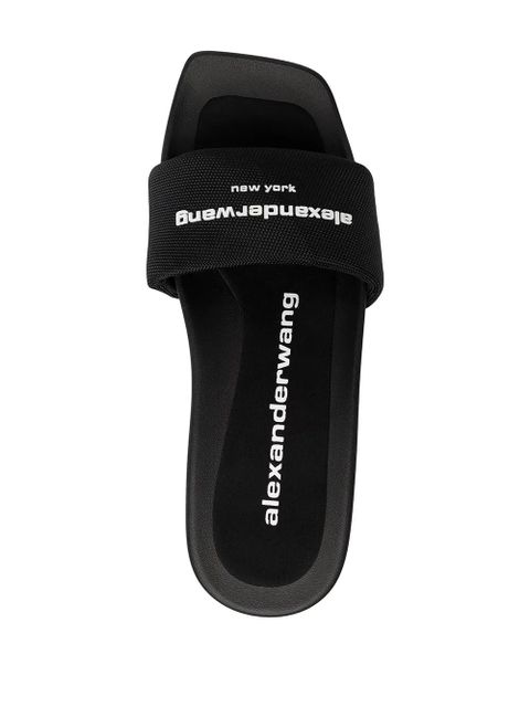 Alexander Wang logo-print strap slides - Black