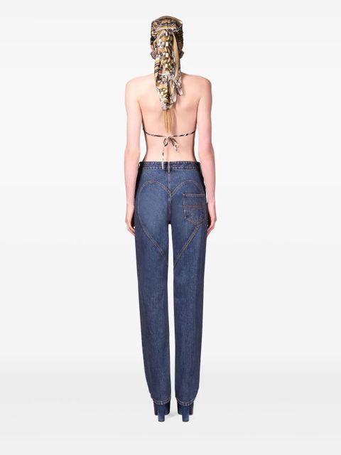 AREA crystal button jeans - Blue