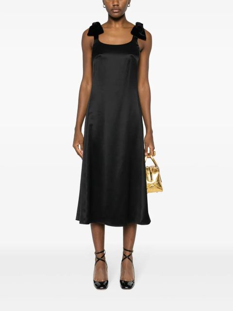 Chloé bow-embellished satin midi dress - Black - zdjęcie produktu nr 2