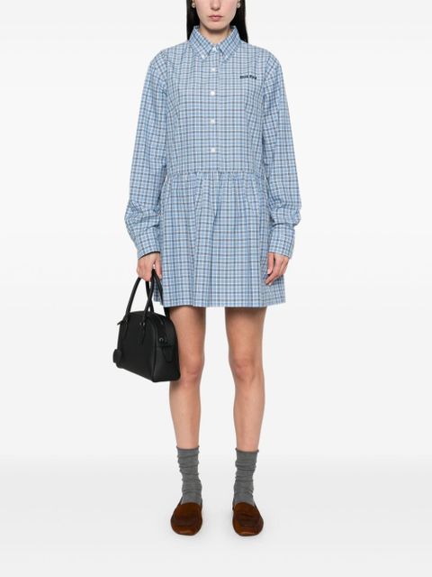 Miu Miu check-pattern mini dress - Blue - zdjęcie produktu nr 2