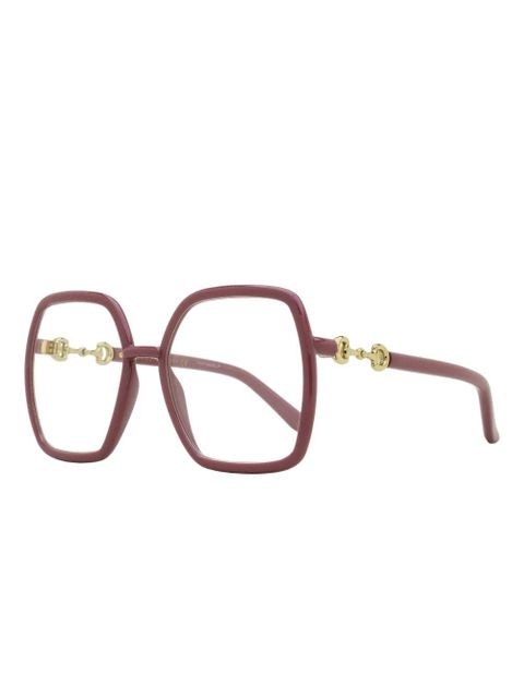 Gucci Eyewear Horsebit square-frame glasses - Pink - zdjęcie produktu nr 2