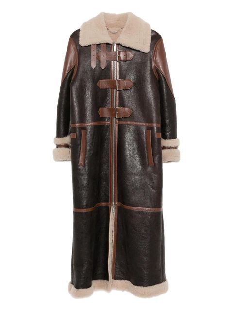 Blumarine buckle-fastening shearling coat - Brown - zdjęcie produktu nr 1