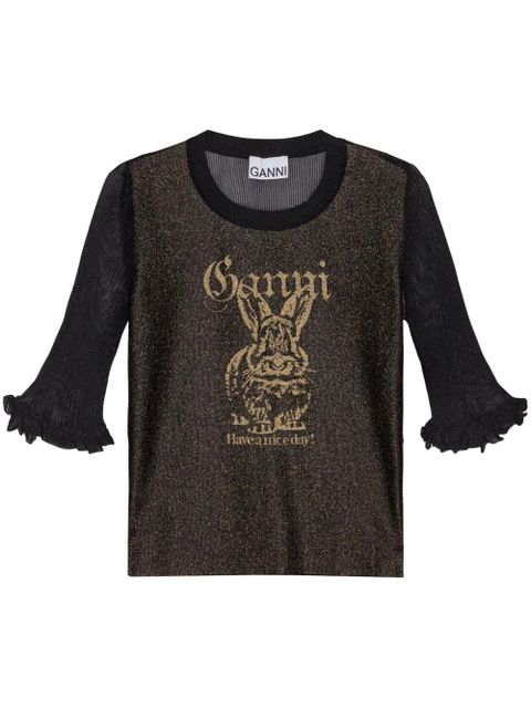 GANNI logo-jacquard T-shirt - Black - zdjęcie produktu nr 1